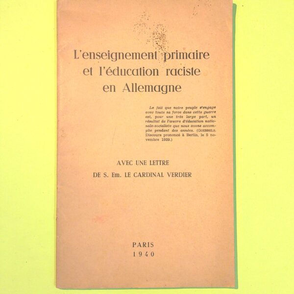 L'ENSEIGNAMENT PRIMAIRE ET L'EDUCATION RACISTE EN ALLEMAGNE