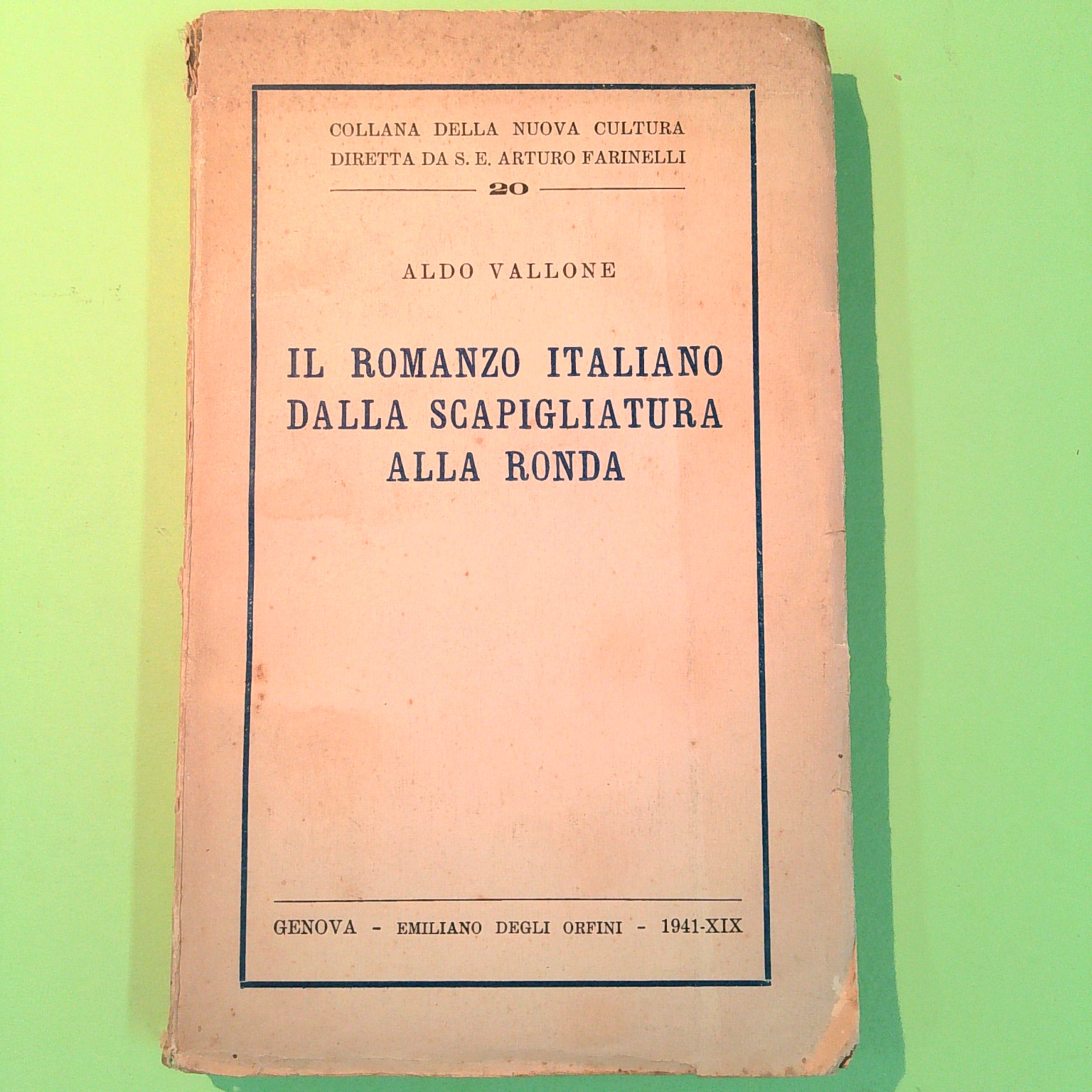 IL ROMANZO ITALIANO DALLA SCAPIGLIATURA ALLA RONDA VALLONE 1941