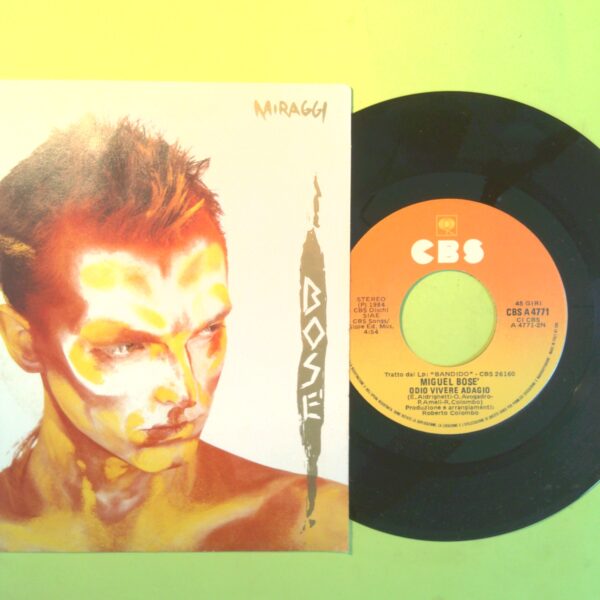 MIRAGGI/ODIO VIVERE ADAGIO MIGUEL BOSÉ DISCO 45 GIRI CBS A 4771 1984 - immagine 2